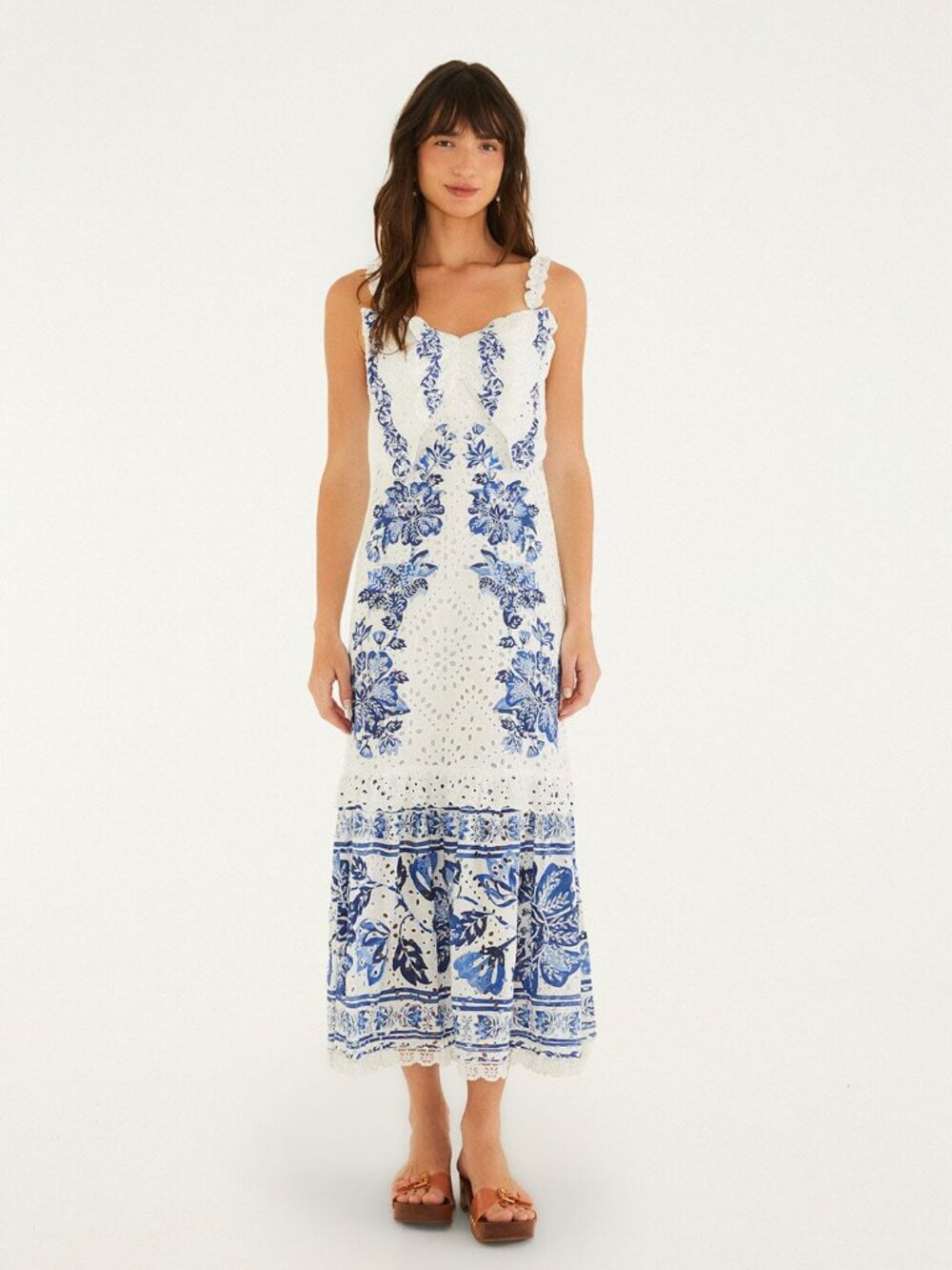 Off-White Beautiful Nature Eyelet Midi Dress